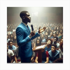 Man Speaks To A Crowd Canvas Print