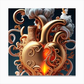 A Golden Heart Made Of Candle Smoke 6 Canvas Print