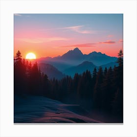 Sunset In The Mountains 53 Canvas Print