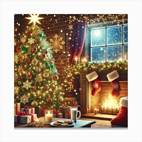 Christmas In The Living Room Canvas Print