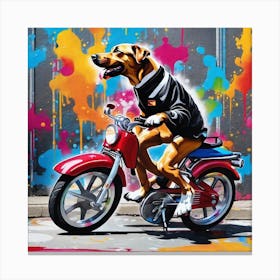 Dog On A Motorcycle 1 Canvas Print