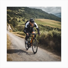 Cyclist On A Dirt Road Canvas Print