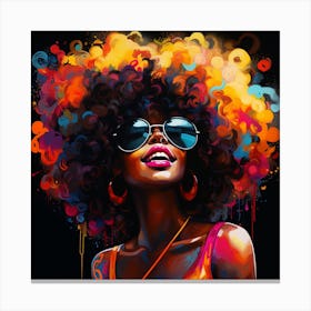 Maraclemente Black Woman Abstract Sun Glasses Afro Neon Colors 3 Canvas Print
