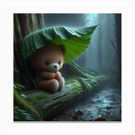 Teddy Bear In The Forest Canvas Print
