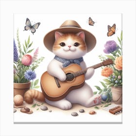 A cat playing a guitar 7 Canvas Print