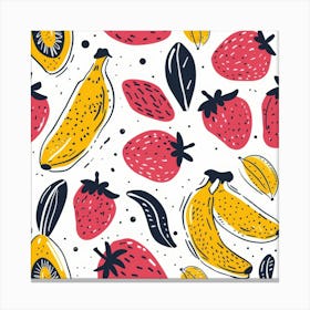 Bananas And Strawberries Seamless Pattern 3 Canvas Print