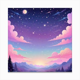 Sky With Twinkling Stars In Pastel Colors Square Composition 23 Canvas Print