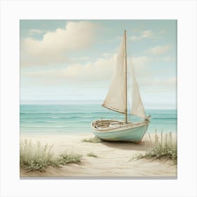 Sailboat On The Beach 2 Canvas Print