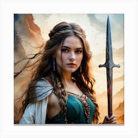 A Portrait Of A Female Warrior Canvas Print