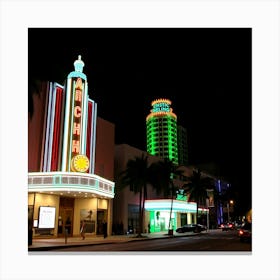 Hollywood Theatre At Night 1 Canvas Print