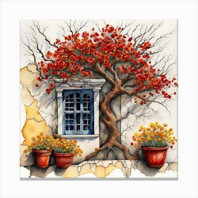 Tree In The Window Canvas Print