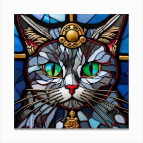 Cat, Pop Art 3D stained glass cat superhero limited edition 44/60 Canvas Print