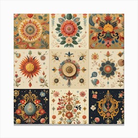 Russian Floral Tiles Canvas Print