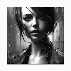 Dark Girl In The Rain Canvas Print