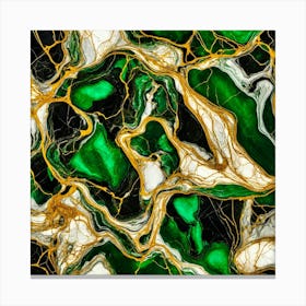 Green Marble and Gold 4 Canvas Print