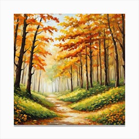 Forest In Autumn In Minimalist Style Square Composition 190 Canvas Print