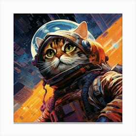 Cat In Space in Cyberpunk Futuristic Enviroment Canvas Print