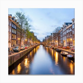 Amsterdam Canal At Dusk 10 Canvas Print
