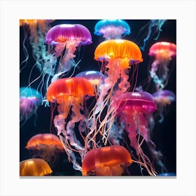 Jellyfishes In The Sea Canvas Print