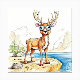 Deer With Glasses 1 Canvas Print