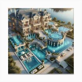 Mansion On The Lake Canvas Print