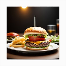 Hamburger And Fries 17 Canvas Print