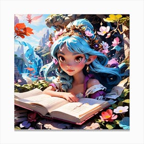 Fairy Girl Reading A Book 2 Canvas Print