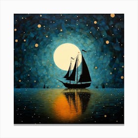 Sailboat At Night 2 Canvas Print