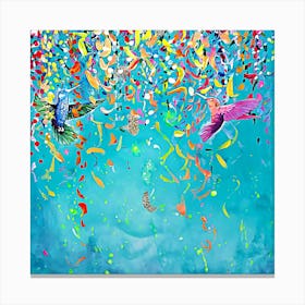 Hummingbirds And Confetti Canvas Print