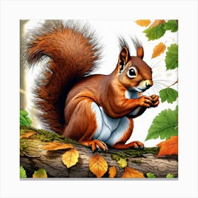 Squirrel In Autumn 8 Canvas Print