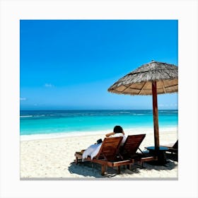 Relax Lounge Dream Ocean Beach Chair Idylli Holiday Rest Swim Shore Paradise Shoreline B (28) Canvas Print