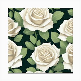 White Roses Seamless Pattern 3 Canvas Print