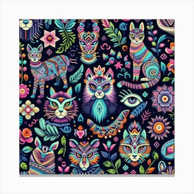 Psychedelic Cats Canvas Print