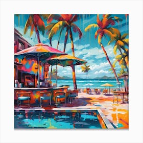 Beachside Bar Serenity By The Pool Canvas Print