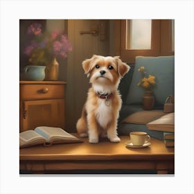 Dog In A Book Canvas Print