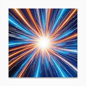 A glowing, swirling vortex of orange and blue lines. Canvas Print