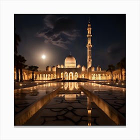 Sheikh Zayed Grand Mosque At Night Canvas Print