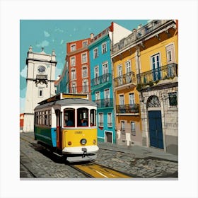 Lisbon Tram Painting Canvas Print