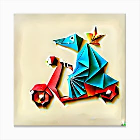 Origami Rat On A Scooter Canvas Print