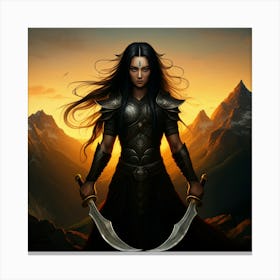 Warrior With Two Swords Canvas Print