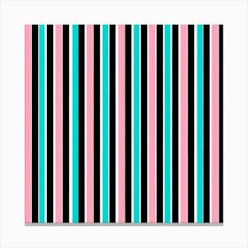 Stripes in Black Pink and Blue Canvas Print