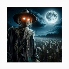 Scarecrow At Night 1 Canvas Print