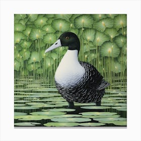 Ohara Koson Inspired Bird Painting Coot 4 Square Canvas Print
