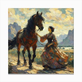 Woman And A Horse 4 Canvas Print