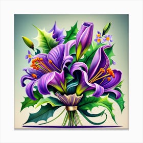 Bouquet Of Purple Lilies Canvas Print