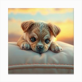 Puppy At Sunset Canvas Print