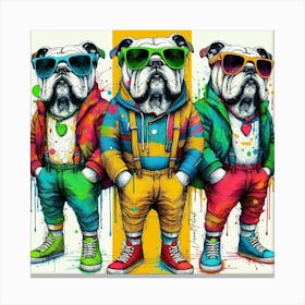 Triple Trouble Bulldogs Canvas Print