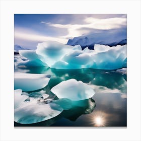 Icebergs In The Water 15 Canvas Print