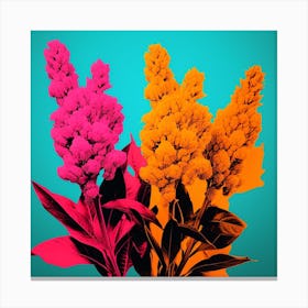 Andy Warhol Style Pop Art Flowers Celosia 2 Square Canvas Print