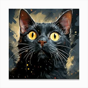 Black Cat With Yellow Eyes 1 Canvas Print